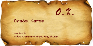 Orsós Karsa névjegykártya